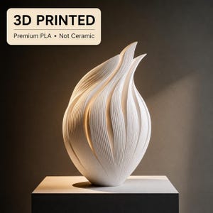 Flame Essence Sculptural Vase: Tall Modern Abstract Centerpiece for Home Decor