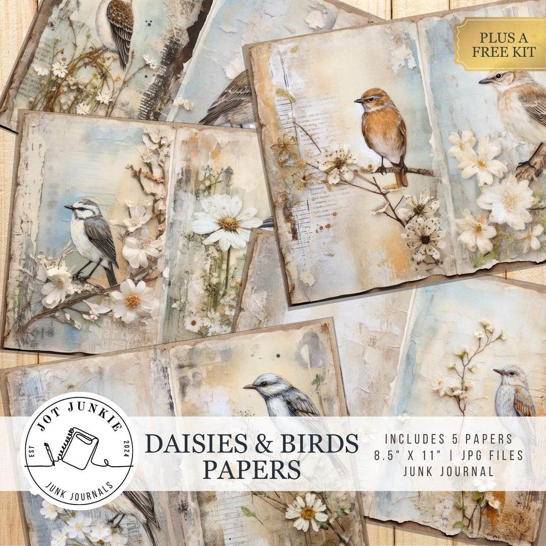 Vintage Bird Watercolor Junk Journal Kit, Digital Collage, Printable ...