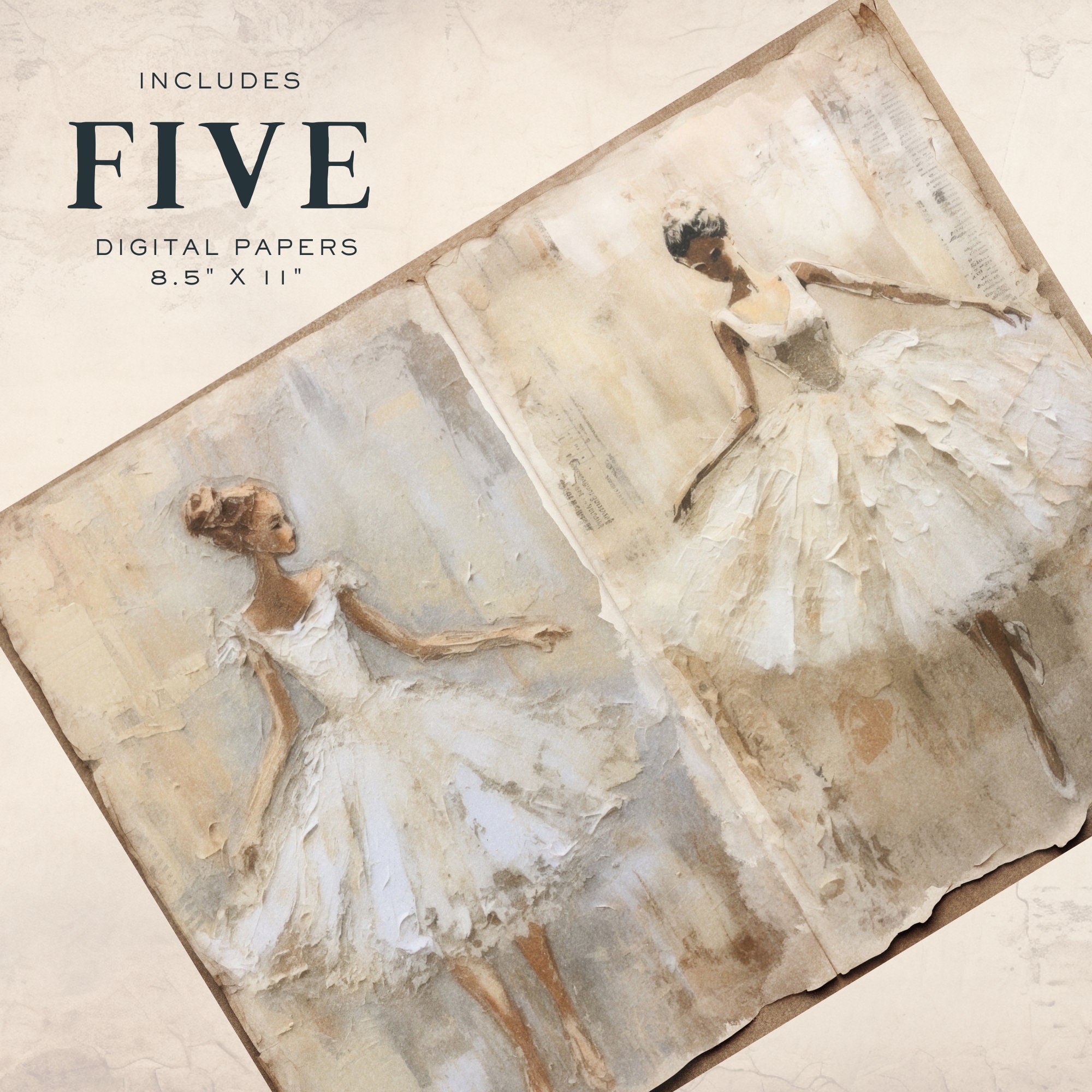 Ballerina Junk Journal Pages, Printable Digital Download Vintage Ballet ...