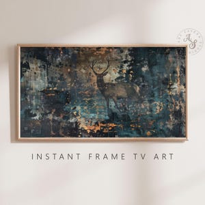 Vintage Rustic Fall TV Art - Deer Painting - Autumn Landscape - Digital Download for Frame TV