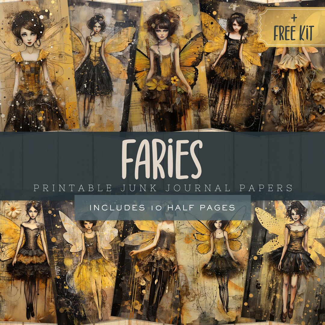 Fairy Junk Journal Kit Papers, Digital Scrapbooking Fantasy Pages ...