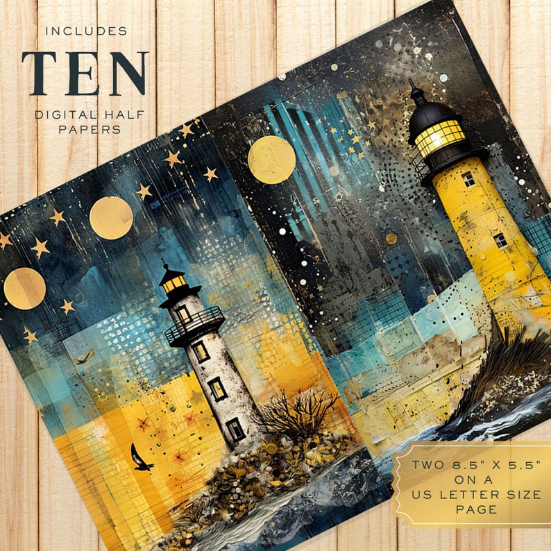 Beach Lighthouse Junk Journal Kit Digital Pages, Printable Nautical ...