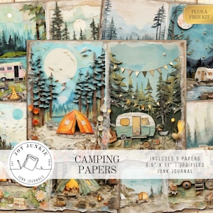 Kit de papiers pour journal de bord de camping, pages de voyage numériques imprimables en camping-car