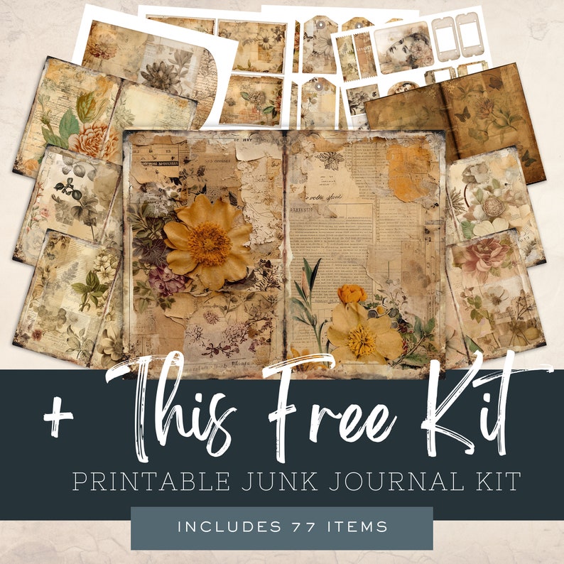 Printable Digital Junk Journal Pages Kit, Journal Scrapbook Supplies ...