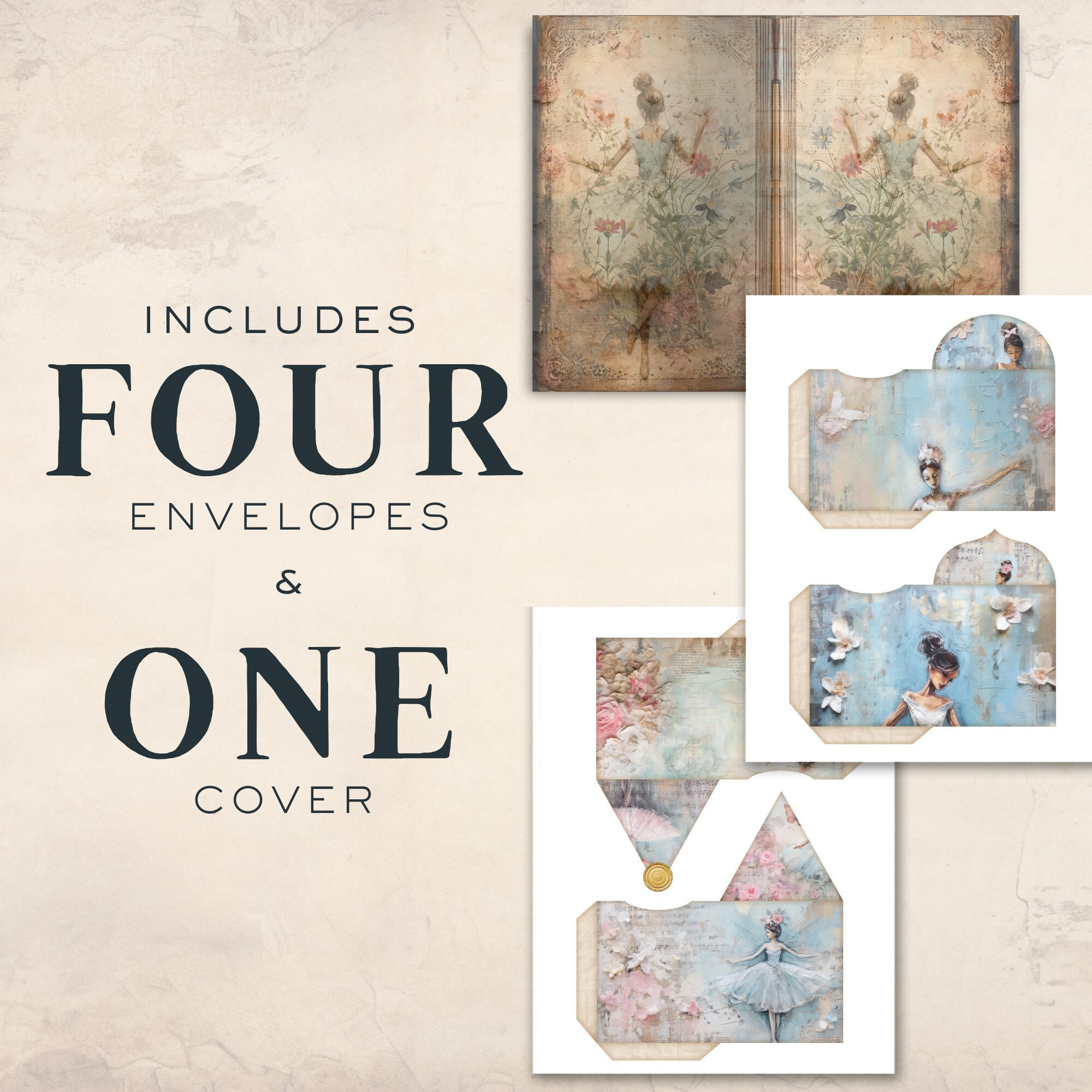 Ballerina Junk Journal Kit, Printable Digital Vintage Ephemera Folio ...