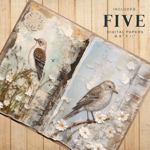 Vintage Bird Watercolor Junk Journal Kit, Digital Collage, Printable ...