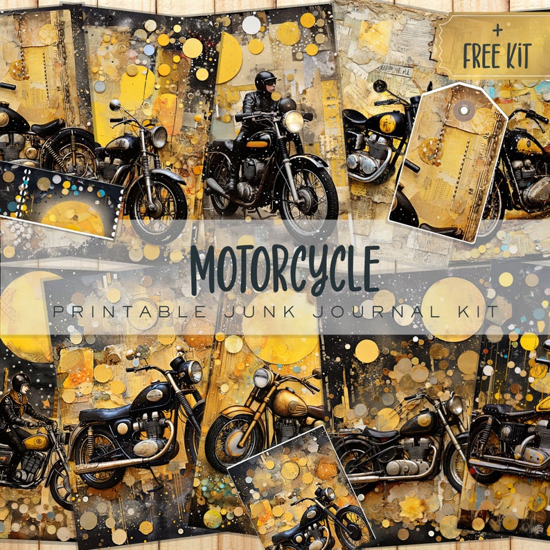 Motorcycle Junk Journal Digital Kit, Printable Papers Insert ...