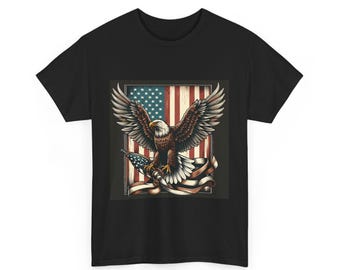 Patriotic Eagle Tee - Unisex Shirt, Eagle Graphic Tee, American Flag Patriotic Shirt, Independence Day Apparel, Vintage Style T-Shirt