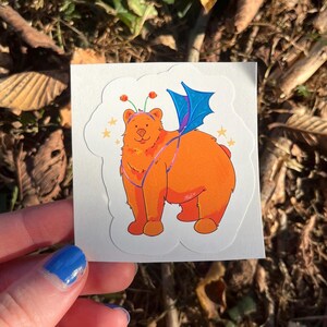 Cute Aesthetic Bat Bear Halloween Vinyl Sticker