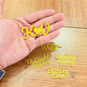Coriandoli personalizzati per la cena di prova del matrimonio: cartoncino glitterato, nomi personalizzati