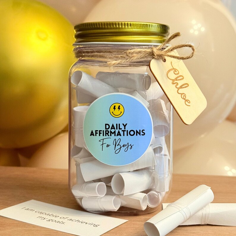 Positive Affirmation Jar for Boys: 50 Uplifting Quotes, Confidence Gift ...