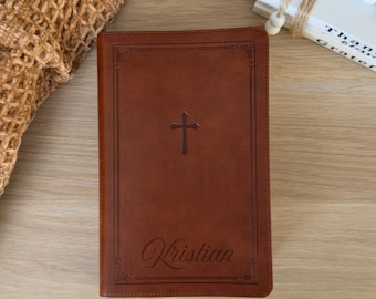 Bible personnalisée NKJV : cuir gravé personnalisé, cadeau chrétien