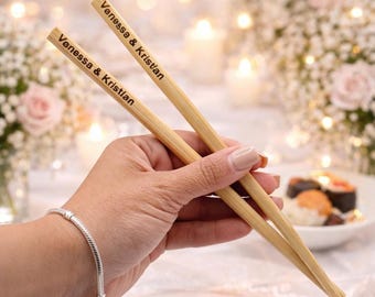 Custom Chopsticks, Personalized Bamboo Utensils for Weddings and Parties