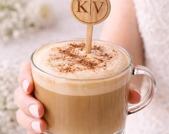 Initials Stir Sticks, Personalized Wooden Drink Stirrers for Weddings