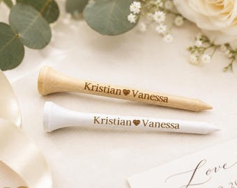 Golf Wedding Personalized Tees, Custom Engraved Wood Favors