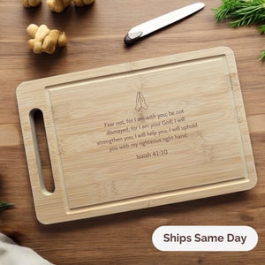 Personalized Bamboo Cutting Board: Engraved Bible Verse, Christian Gift