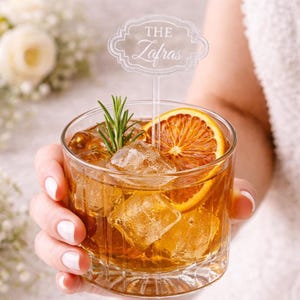Initials Stir Sticks, Personalized Clear Acrylic Drink Stirrers for Weddings