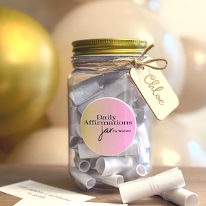 Daily Positive Affirmation Jar for Women – 50 Empowering Self-Care Messages | Motivational Gift for Women’s Well-Being and Mental Health