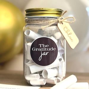 Barattolo della gratitudine con 50 messaggi di ringraziamento, spunti quotidiani per coltivare l'apprezzamento, regalo premuroso per il benessere e la consapevolezza per ogni occasione