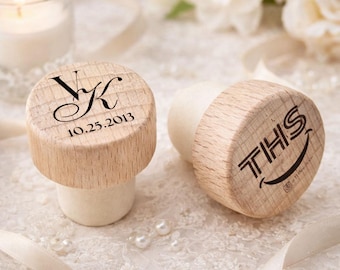 Personalized Bamboo Wine Stopper – Custom Engraved Wedding Favor, Anniversary Keepsake
