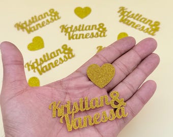 Personalized Wedding Confetti: Glitter Cardstock, Custom Names
