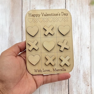 Personalized Wooden Tic Tac Toe Game - Fun Valentine’s Day Gift for Friends, Classmates, Party Goodie Bags, Unique Gift for Kids and Adults