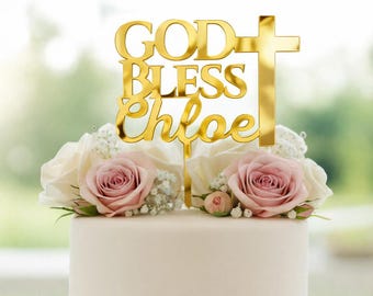 Decorazione per torta di battesimo: ciondolo per torta a forma di croce con colore personalizzato - Italia