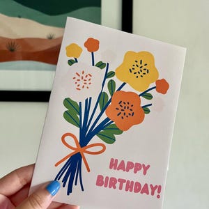 Red Frog Designs Fine Art Floral Birthday Card - Blank Inside For Mum, Sister, Friend, Aunt