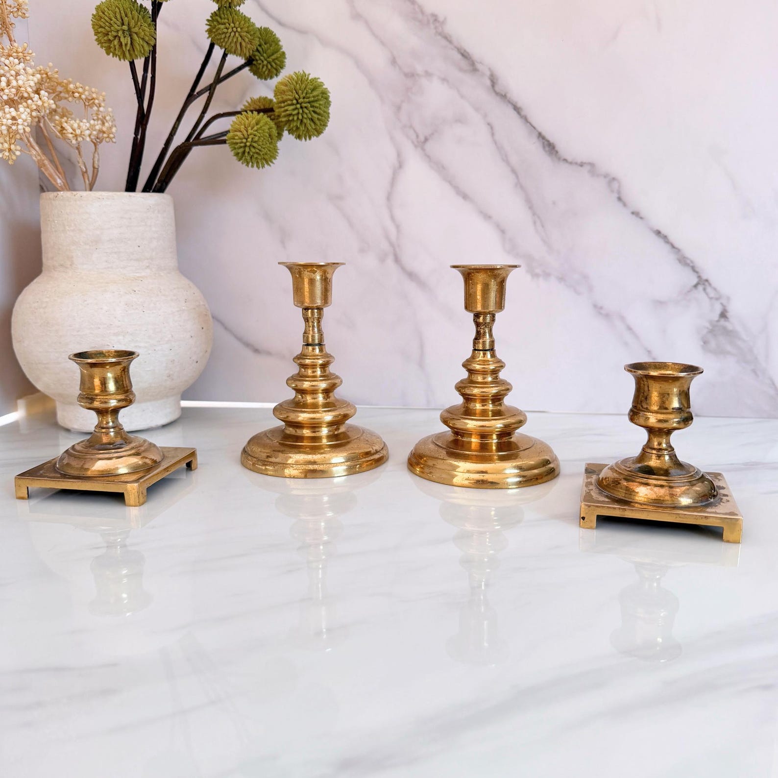 Vintage Brass Candlestick Holders Set