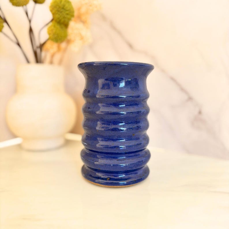 Vintage Signed Studio Pottery Vase Blue Ceramic Vase Handmade - Etsy