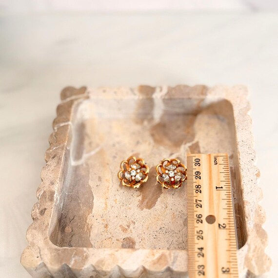 Vintage BSK Brooch Earrings Set Gold Tone Rhinest… - image 6