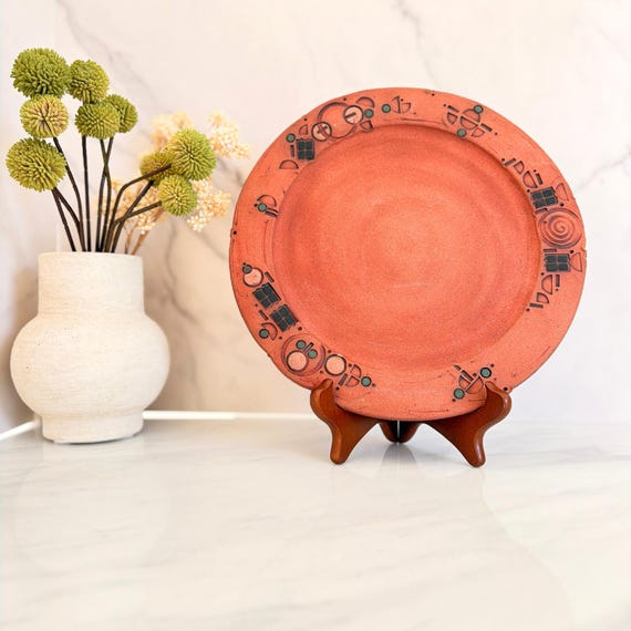 Vintage Signed Studio Pottery Plate 1999 Handmade Ceramic Plate Vintage Art Pottery