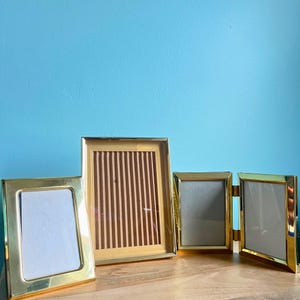 Vintage Set of 3 Mismatched Brass and Goldtone Picture Frames, Gallery Wall Ideas, Vintage Picture Frames