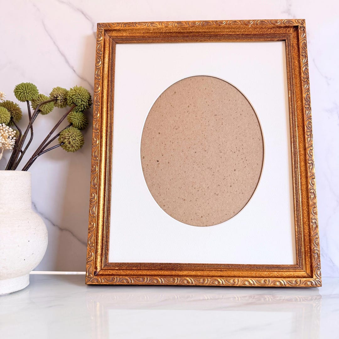 Vintage Gold Ornate Picture Frame Oval Mat Antique Style Frame - Etsy