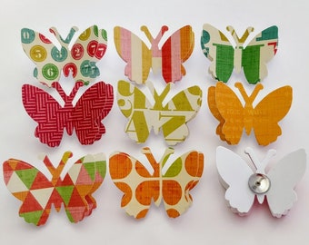 Espelette II - handmade decorative paper butterfly push pins - As seen in Charleston Weddings and SHAPE Magazine