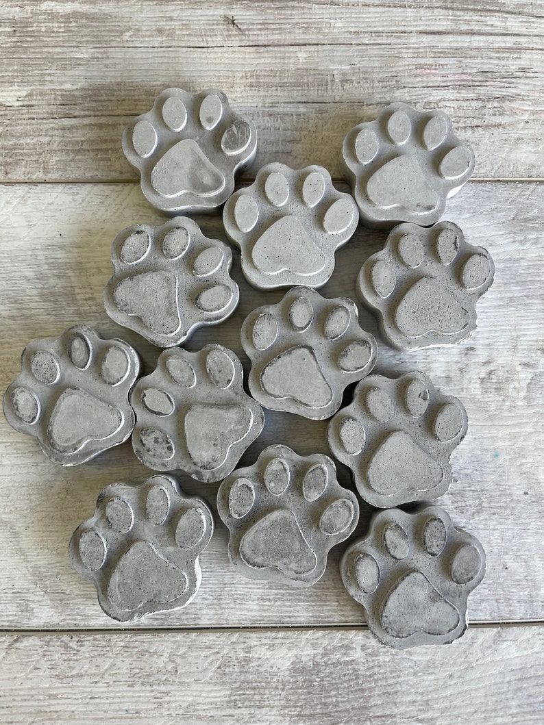 Cement Pet Paws 2 inch Mini Cookie Size Concrete Light Gray image 7