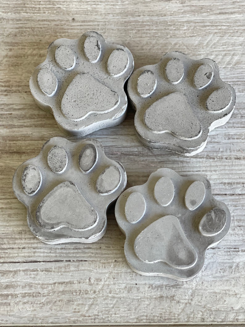 Cement Pet Paws 2 inch Mini Cookie Size Concrete Light Gray set of 4