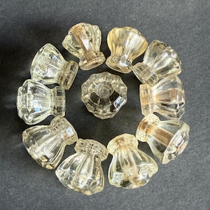 Antique Clear Glass Decagram Drawer Knobs Pulls - Two Sizes