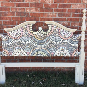 Broken China Mosaic Headboard - CUSTOM  Made to Order - Full or Queen Headboard Only