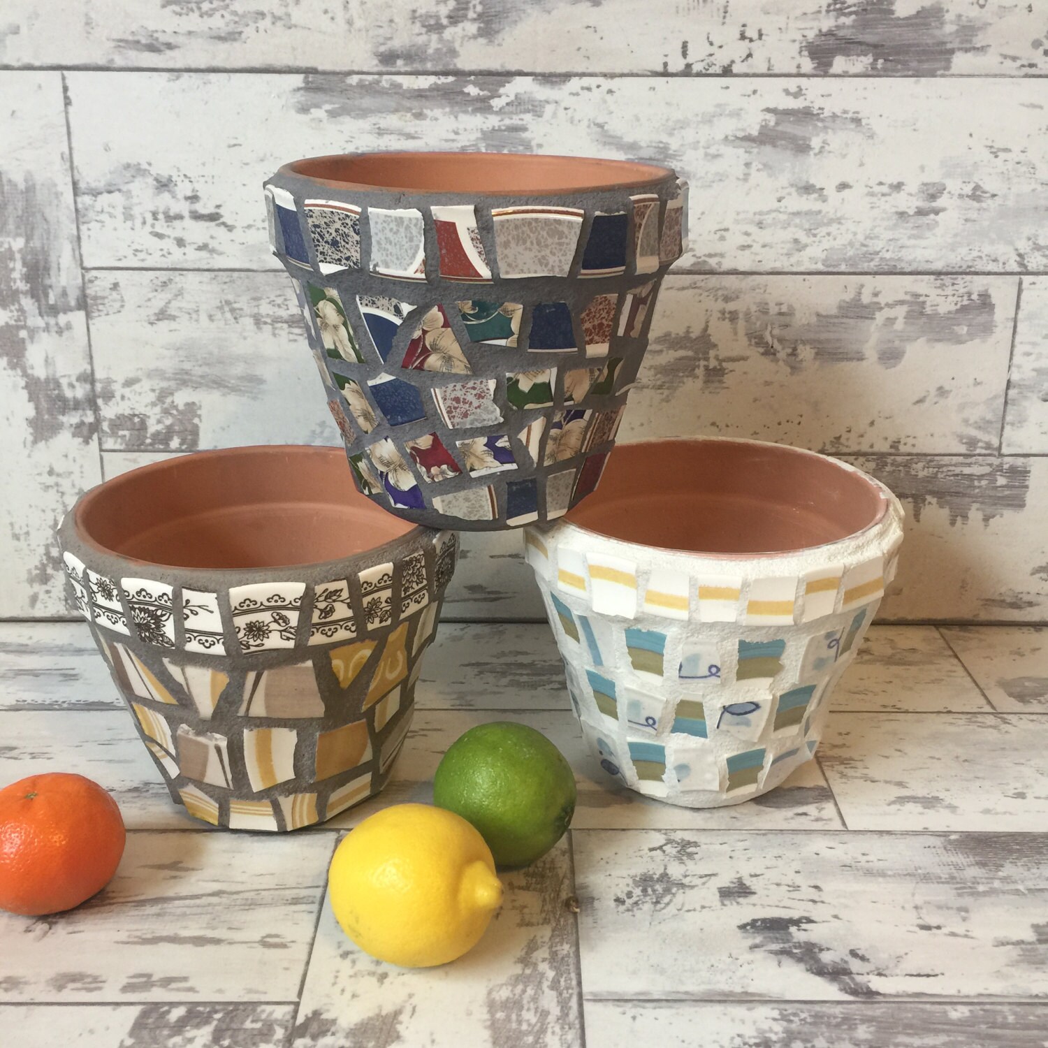 Broken China Mosaic Flower Pot 6 Inch Choice of Color Etsy