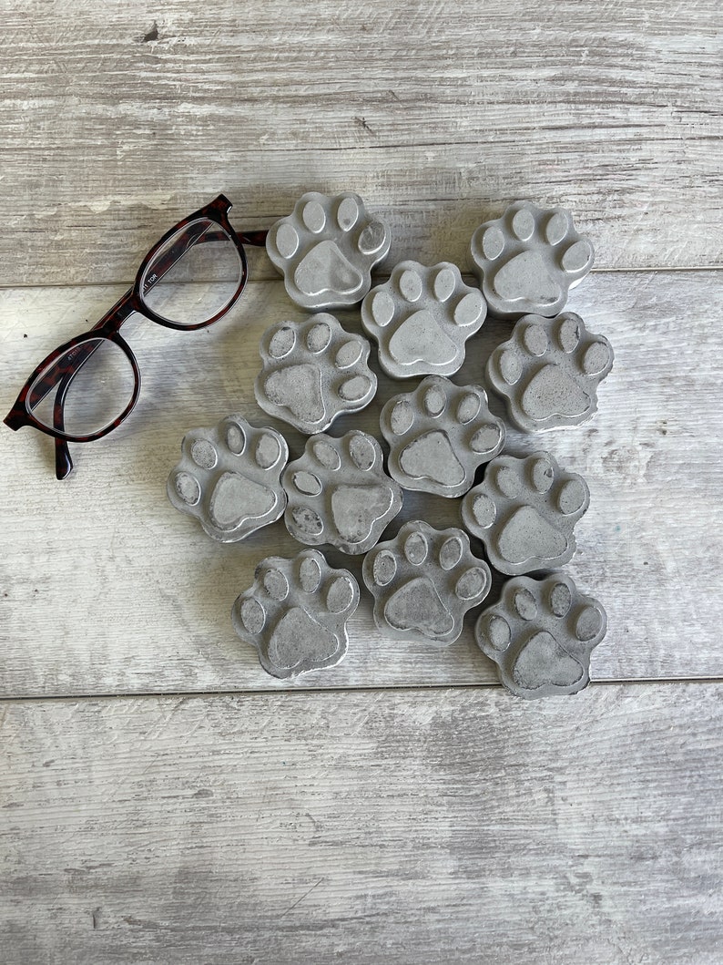 Cement Pet Paws 2 inch Mini Cookie Size Concrete Light Gray image 2