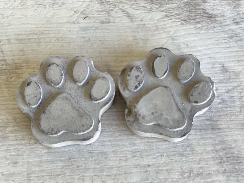 Cement Pet Paws 2 inch Mini Cookie Size Concrete Light Gray set of 2