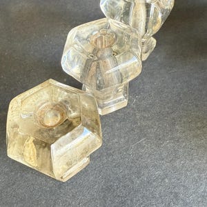 Antique Glass Hexagon Drawer Knobs Pulls - Odd Sizes - Lot 4