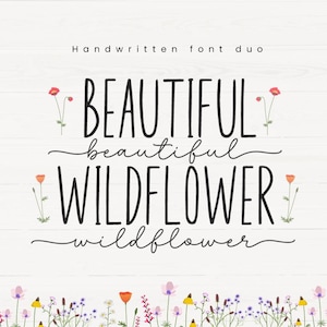 Beautiful Wildflower- font duo, Skinny font, Pair font, Cricut font, Script font, Craft font