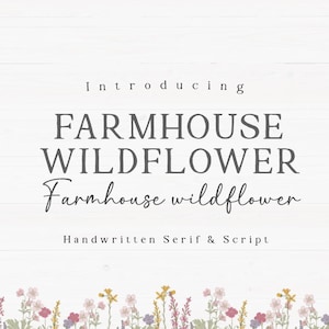 Landhaus Wildblumen-Schrift Duo. Schreibschrift, Cricut Schriftarten, moderne Kalligraphie, Schriftarten für Cricut, handgeschrieben, Silhouette Schriftarten, Hochzeitsschriftart