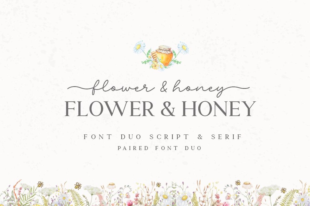 Flower & Honey-font Duo. Script -serif Font, Cricut Fonts, Modern ...