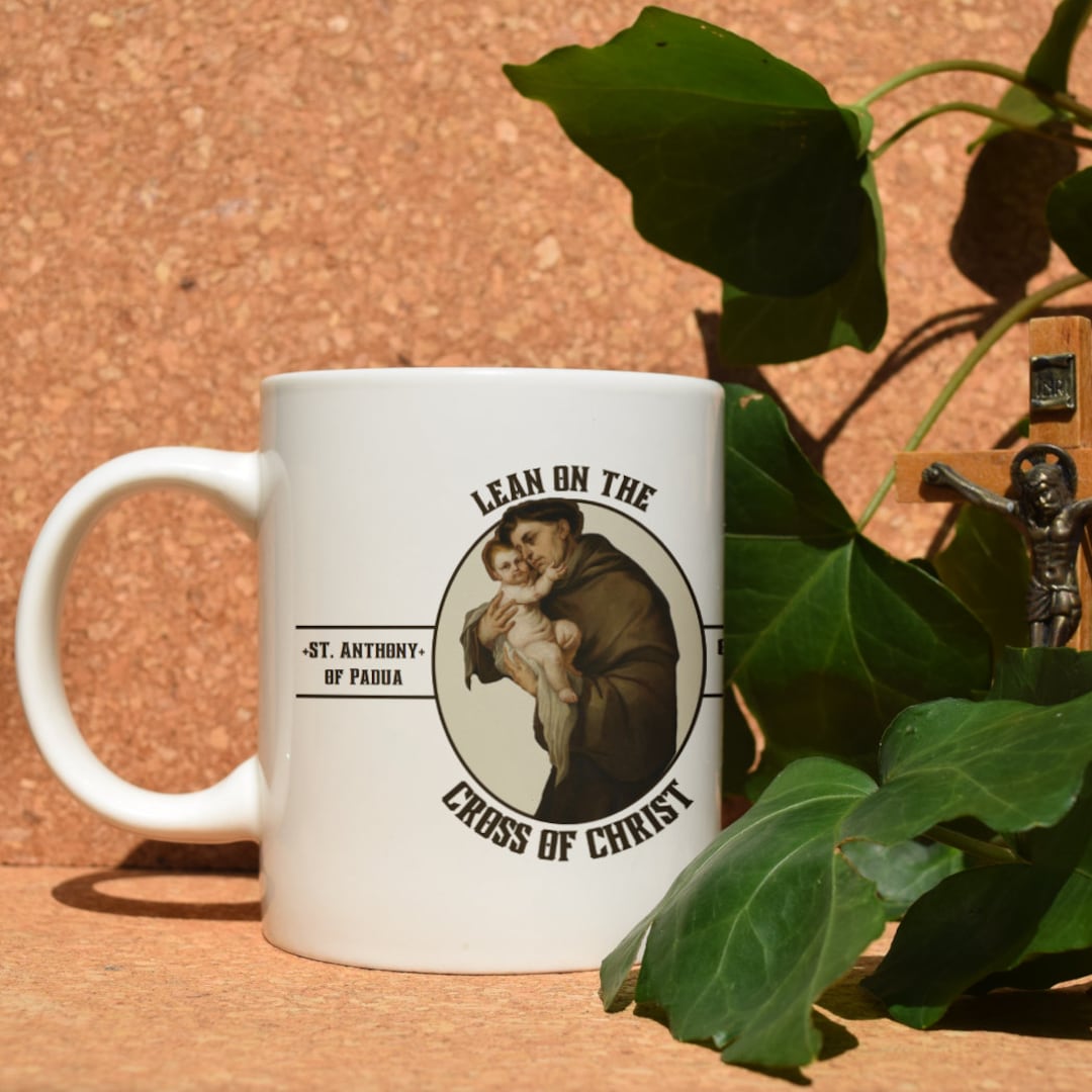 St. Anthony, Patron of Lost Things, Sailors, Fishermen, Emblem Mug 11oz Fine Art Ceramic Coffee