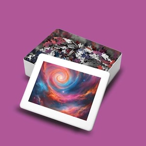2000 Piece Jigsaw Puzzle Colorful Space Galaxy Outer Space Puzzle for Adults and Kids Astronaut Gift Educational Toy Tin Box Puzzle Set
