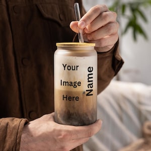 Custom Photo Sipper Glass, Personalized Name Cup, Customizable Tumbler for Gifts, 16oz Drinkware, Personalized Photo Cup, Custom Drink