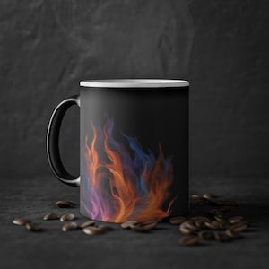Farbwechsel Zauberbecher, wärmeempfindliche Kaffeetasse mit bunten Flammen, einzigartige Geschenkideen, Neuheit Küchendekor, lustige Morgenüberraschung
